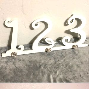White Wall Hooks/Decor w/ 3 Clear Vintage Style Knobs For Hanging Items